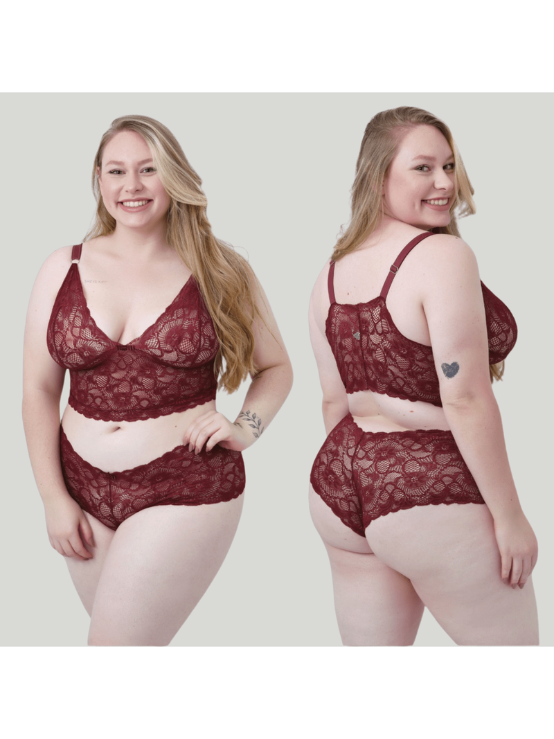 Conjunto Caleçon Rendado Plus Size Forrado Conjunto Espera Marido Lingerie Sexy