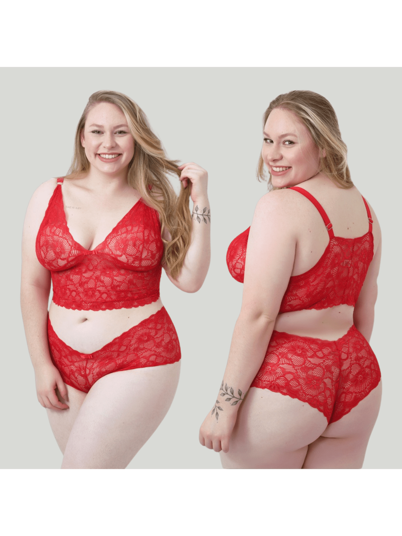 Conjunto Caleçon Rendado Plus Size Forrado Conjunto Espera Marido Lingerie Sexy