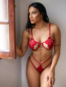 Conjunto De Lingerie Encanto Sexy Rendado Com Aro E Fio Dental